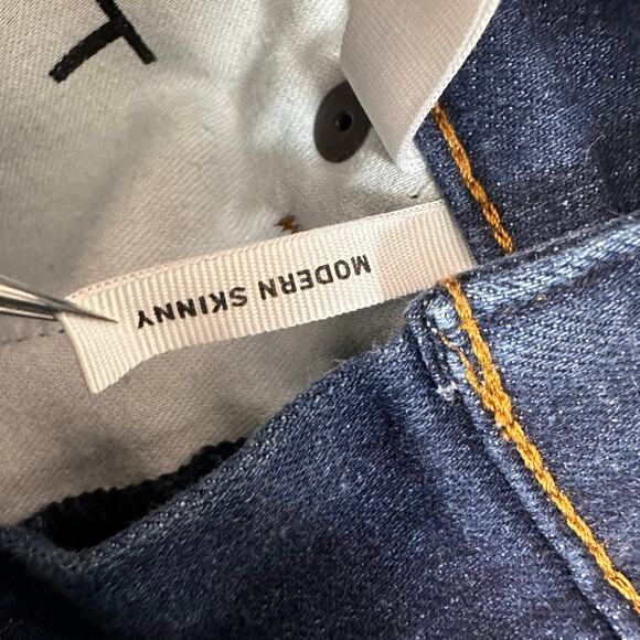 Loft Jeans Blue Women 25/0 Distressed Denim Modern Skinny HighRise Crop Raw Hem - Picture 6 of 13